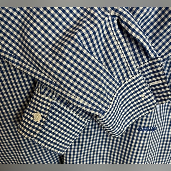Orvis Women’s Navy/White Gingham Button Down, Wrinkle Free, Cotton/Poly; Size 6 - Picture 6 of 10